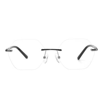 China Trendy Custom Mens Unique Rimless Titanium Hexagon Eye Glasses for sale