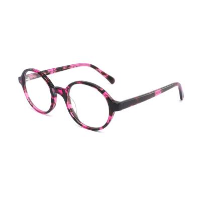 China Fashion Trendy Wholesale Acetate Vintage Optical Purple Round Glasses for sale