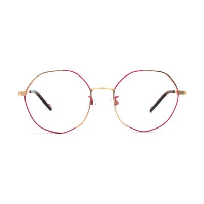 China Pink Trendy Bulk Metal Prescription Fashion Polygon Glass Optical Frames for sale