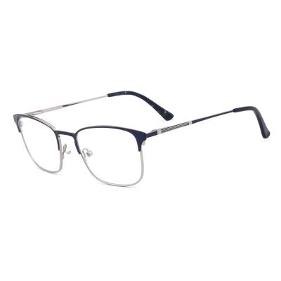 China Half Frame Fashionable Luxury Metal Praise Eyeglass Optical Square Blue Frames for sale