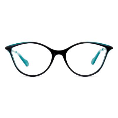 China 2020 New Year Fashionable Women Cat Eye Two Color Round Acetate Optical Frames for sale