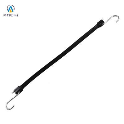 China Cargo Control 15inch Black Epdm Rubber Bungee Cord With Steel S Hooks for sale