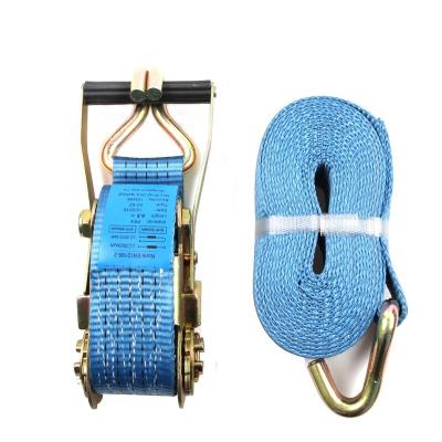 China POT 2 Inch 50mm 27 Feet Truck Ratchet Tie Down Heavy Duty Strap With Double J-Hooks 10000lbs for sale