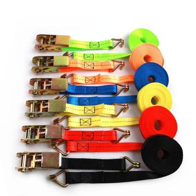 China EXPLOSION SEAT 25mm 3m Ratchet Strap Tie Down Running Strap Wholesale With Double J-Hooks And Colored Straps for sale