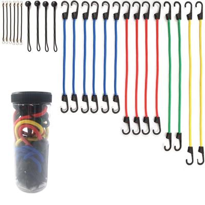 China Elastic Rubber And PP 24pcs Bungee Cord Cordset With PP Coated Steel Hooks for sale