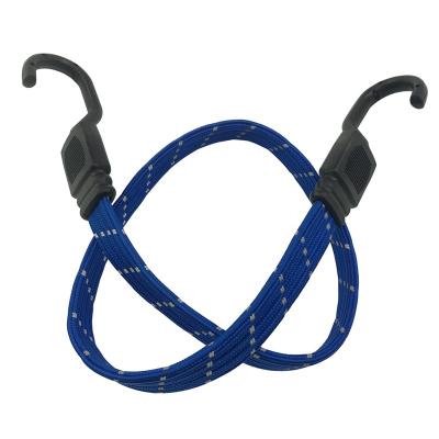 China Flat Stretch Rubber And PP Reflective Bungee Cord Colored Plastic Steel Hooks Heavy Duty Elastic Strap 30