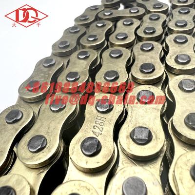 China Material of Construction Shops Heavy Duty Motorcycle Chain 428 Netting 428H 520 Transmission Chain Custom Parts Copper Plated for sale