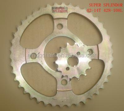 China SUPER SPLENDOR 42-14T Motorcycle Sproket Set For India Market SUPER SPLENDOR 42-14T for sale