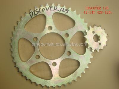 China DISCOVER125 42-14T 428 Motorcycle 120L Chain And Sprocket Kits For India Market DISCOVER125 42-14T 428 - 120L for sale