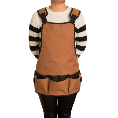 China New uniesx working kitchen cleaning heavy duty polyester garden tool rugged apron waterproof and anti fouling with pockets for sale