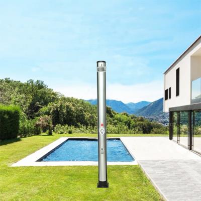 China Observation 2021 Bestselling Silver Black Square Solar Adjustable Temperature Rise Rain Shower Column for sale