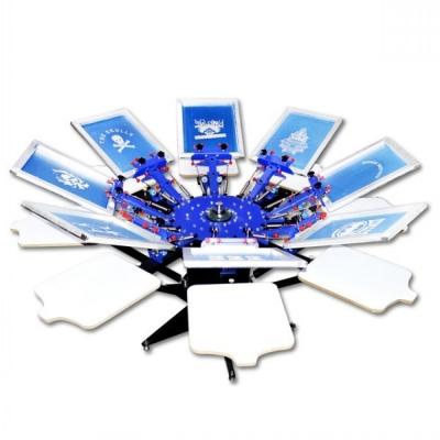 China Factory 8 Color T-shirt Umbrella Screen Printing Machine Silk Manual Multicolor Rotary Screen Printer for sale