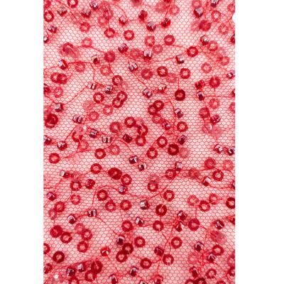 China 2021 New Fashion Custom Made Viable New Fashion Lace Fabric Hot Price Embroidery Red Sequined Fabric for sale