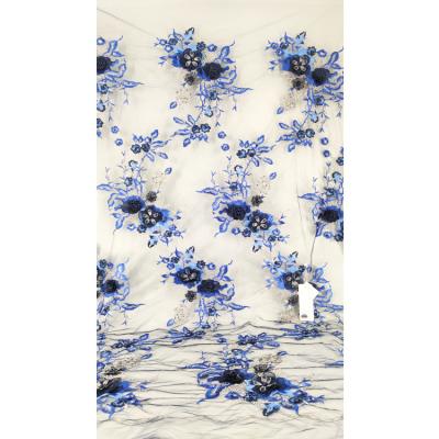 China Cheapest Flower Factory Price Attractive Style Embroidery Fabric Viable Blue Simple Lace Fabric Style Embroidery Fabric for sale