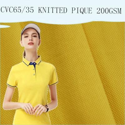 China Solid Color CVC 6535 Pique Knitting Shrink-Resistant Fabric 200gsm For Polo Shirt for sale