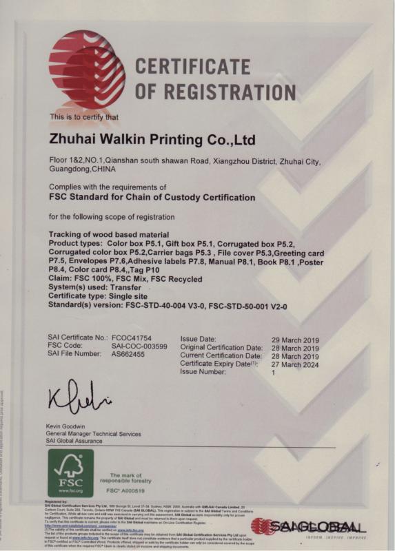 FSC - Zhuhai Walkin Printing Co., Ltd.