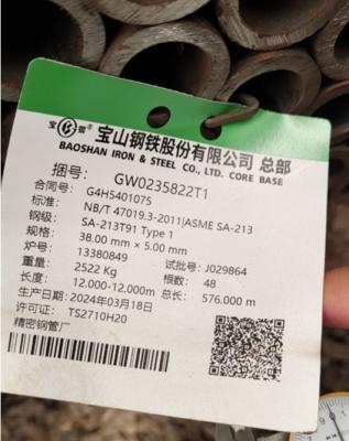 China Stock material Baosteel  SA213 T91 38X5mm for sale