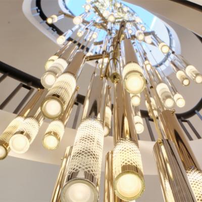 China Luxurious Crystal Luxury Villa Hotel Hotel LED Restaurant Droplight Stairs Pendant Light Lamp for sale