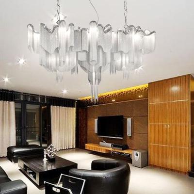 China Large Waterfall Chain Shape Creative Originality Artistic Fringed Modern Tassel Chandelier Simple Hot Minimalist Aluminum Pendant Light Tassel for sale