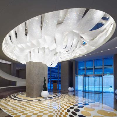 China Hotel Lobby Glass Stainless Steel Sliver Luxurious Contemporary Luxury Large Lighting Modern Chandelier for sale