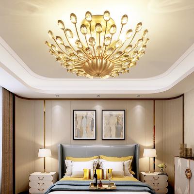 China Modern Peacock Tail Design Decor Pendant Lamp Living Room Bedroom Villa Lobby Chandelier Tree Branch Crystal Chandelier for sale