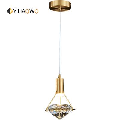 China Luxurious Nordic Restaurant Crystal Chandelier Luster Kitchen Led Modern Long Strand Attic Stair Bar Copper Lamp for sale