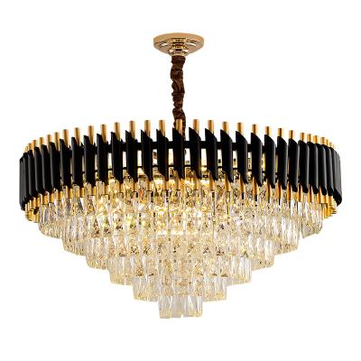 China 2022 Series Modern Indoor Luxury Pendant Light Black Gold Led Hanging Dining Living Room Nordic Modern k9 Crystal Chandelier for sale