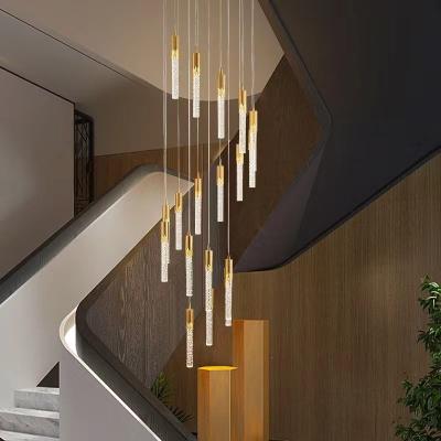 China Large And Luxury Modern American Square Long Lead Glass Crystal Bubble Chandelier For Villa Hotel Lighting for sale