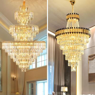 China 2022 Modern New Design Stainless Steel Led Hanging Lights Luxury Crystal Chandeliers Pendant Lights For Living Room for sale