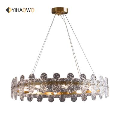 China Luxurious Contemporary Style Residential Decoration Hanging Light Stainless Steel Frame Crystal Led Chandelier for sale