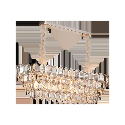 China Crystal Modern Indoor Lighting LED Luxury Home Chandelier Fixtures Living Room Decor Rectangle Pendant Light Fixtures for sale