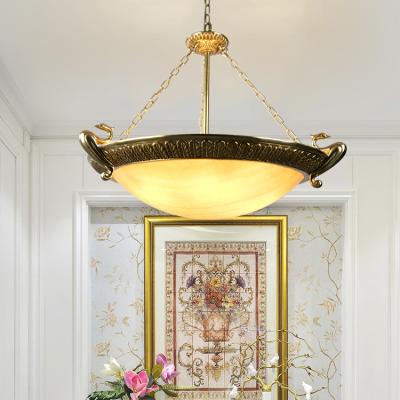 China Modern French Stylish Yellow Brass Pendant Light Dragon Jade Lampbody Led Chandelier Modern Design Dining Room for sale