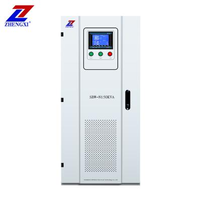 China SVC SBW-N150KVA Three Phase Large LCD Power Compensating AC Intelligent Automatic Voltage Regulator Stabilizer for sale