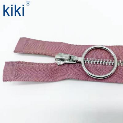 China Auto Lock 3# Open End Half Metal Zipper For Bag With Special Puller for sale