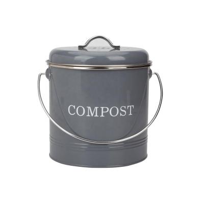 China Home Sustainable Home Indoor Metal Round Food Compost Bin Compost Bin Kitchen Fiber for sale