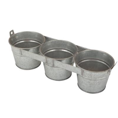 China Modern Galvanized Decorative Mini Metal Flower Pot Set 3 for sale