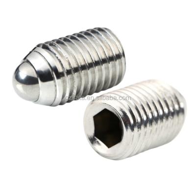 China Custom Metric Headless Stainless Steel Hex Socket Threaded Spring Loaded Ball Plunger Set Screws for sale