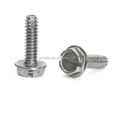 China Hex Hex Head Clamp Customized Flanged Machine Screws With Slotted Drive for sale