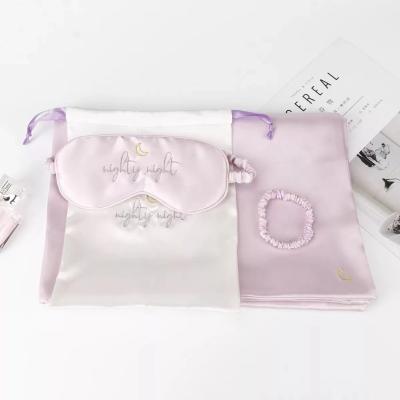 China Anti-Static Custom Decorative Silk Satin Pillow Case Eye Sleep Mask Set for sale