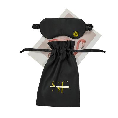 China Custom wholesale Anti-wrinkle black mulberry satin sleep eye masks eye mask with pockets for sale