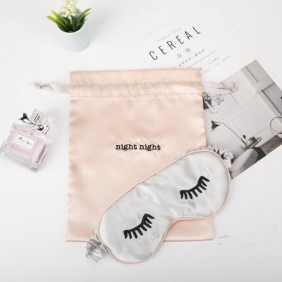 China Anti-wrinkle fashion OEM private label cotton silk satin cotton travel sleep silver custom cute eye mask best for sleeping with pockets for sale