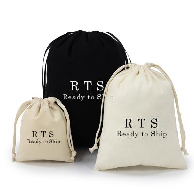 China Low MOQ 100 Cotton Rope Handle RTS Drawstring Canvas Dust Bag White Black Natural Chiffon Canvas With Logo for sale