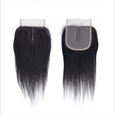 China 100% Virgin Human Hair Wigs Toupee 4*4*1 T Part Closure Part Lace Hair Extension for sale