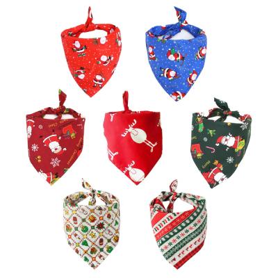 China Christmas Tree Decorations Dog Cat Christmas Cotton Printed Pet Dress Triangle Saliva Towel Large Dog Bib Decoration for sale