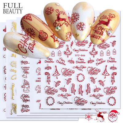 China Easy Apply 2021 NEW 3d Nail Stickers Christmas Nail Stickers Holiday Nail Appliques for sale