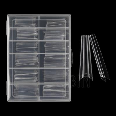 China Easy Apply 120pcs Box Xxl Seamless Nails Xxl French Nail Tips Half Cover Coffin Shape Box Long Tip for sale