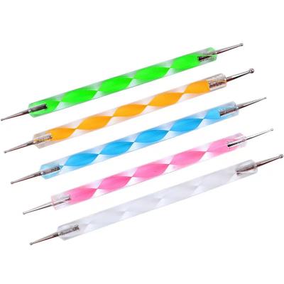 China Double Head Nail Pen Set Rod Point Drill Pen Crystal Rod Point Pen 5pcs Durable Nail Spiral for sale