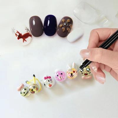 China Easy Apply 2021 NEW Nail Art Graffiti Pen DIY Nail Art Painting Tools One Step Beginner Black Nail Art Tools for sale