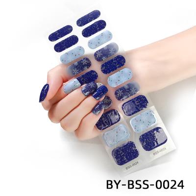 China Easy apply oem gel nail sticker beauty sticker 3d gel nail sticker semi cured night sky oem available for sale