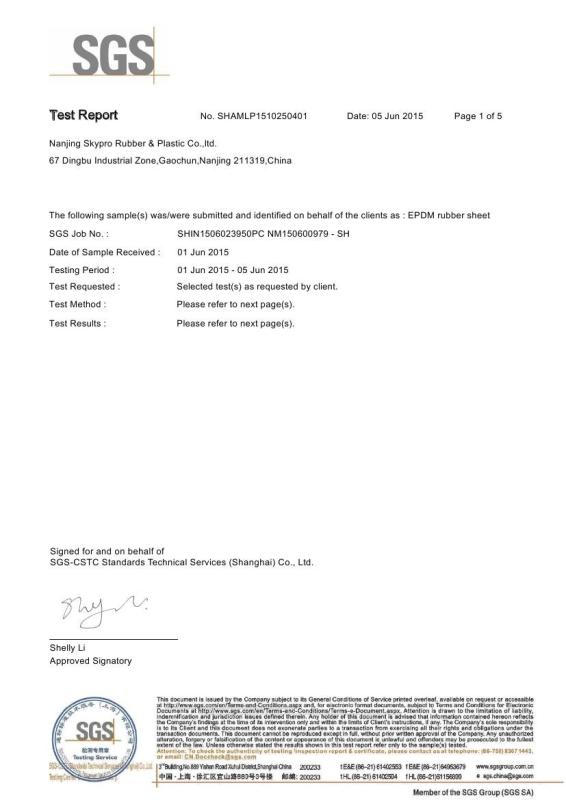 ROHS report - Nanjing Skypro Rubber&Plastic Co.,ltd